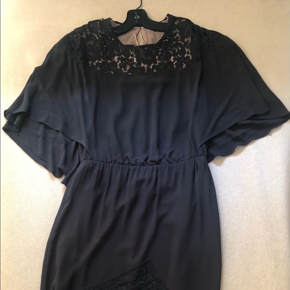 BCBG Lacie Black Slip Dress with Cape